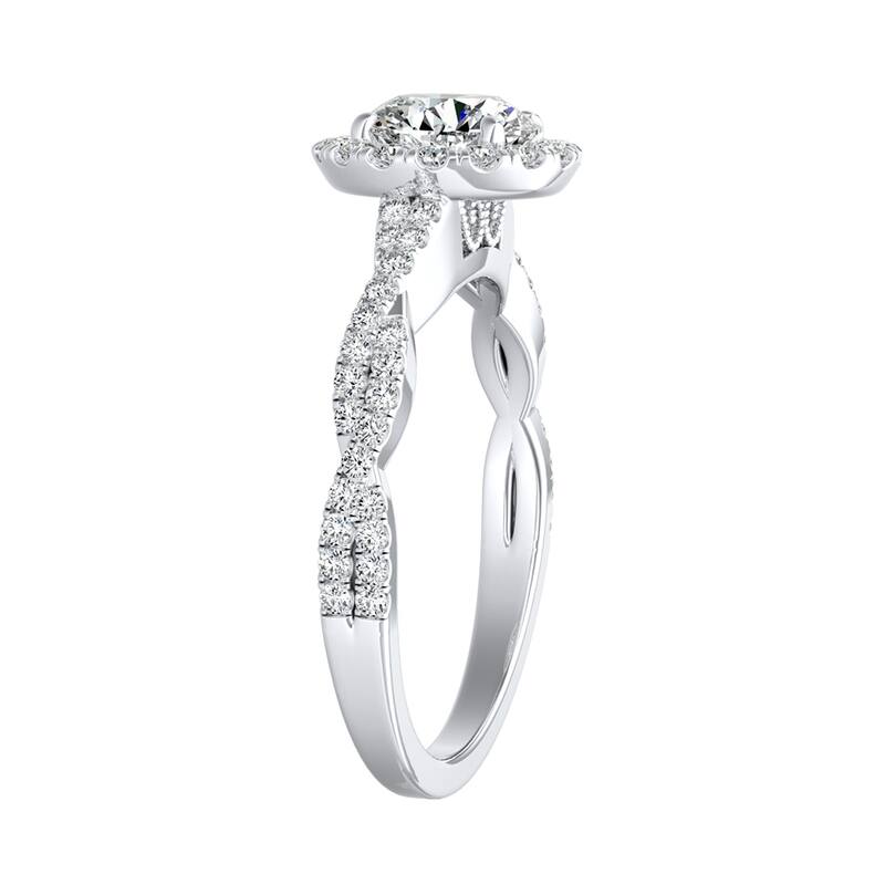 Auriya 14k Gold 1ct Round Moissanite Halo Diamond Engagement Ring 1/8ctw