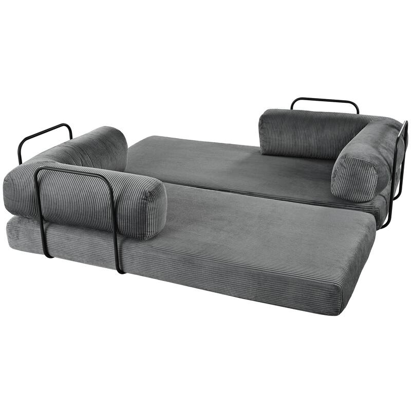 L-Shaped Modular Sofa Sleeper Sofa, Corduroy Sectional Sofa with 3 Wedge Cushions and Flat Cushion, Convertible Sofa Bed