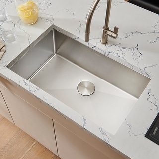 Ruvati 33-inch Undermount 16 Gauge Tight Radius Large Kitchen Sink Stainless Steel Single Bowl - RVH7433 - Silver - 33" x 19"