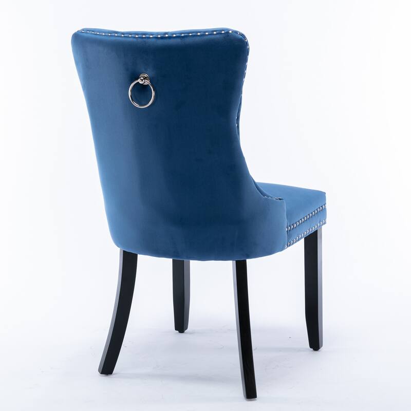 Set of 2 Modern High-End Tufted Solid Wood Upholstered Dining Chair with Nailhead Trim