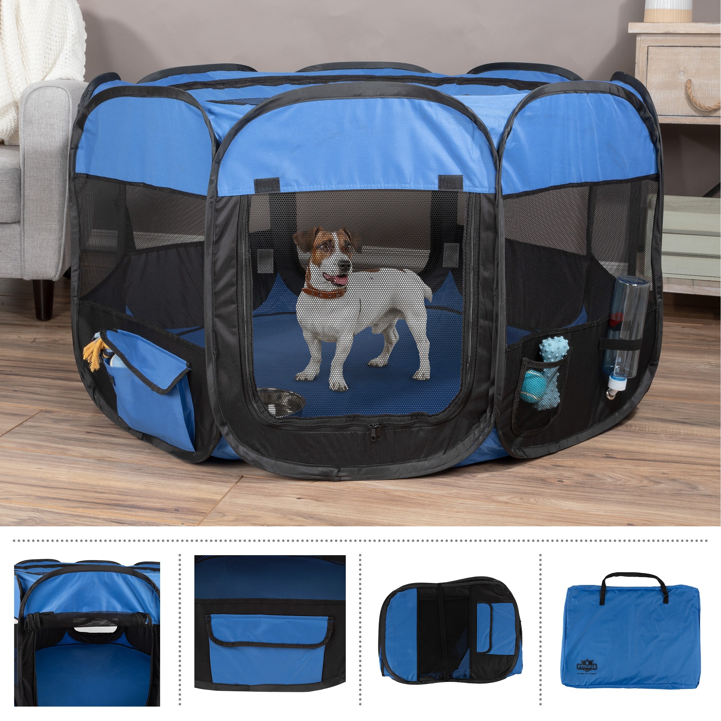 Petmaker Pop Up Pet Playpen With Canvas Carry Bag