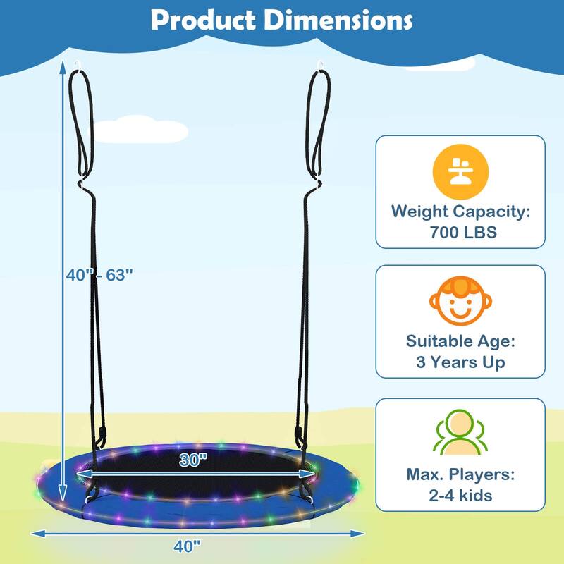 Costway 40'' Saucer Tree Swing 660 LBS for Kids Adults Outdoor with - See Details