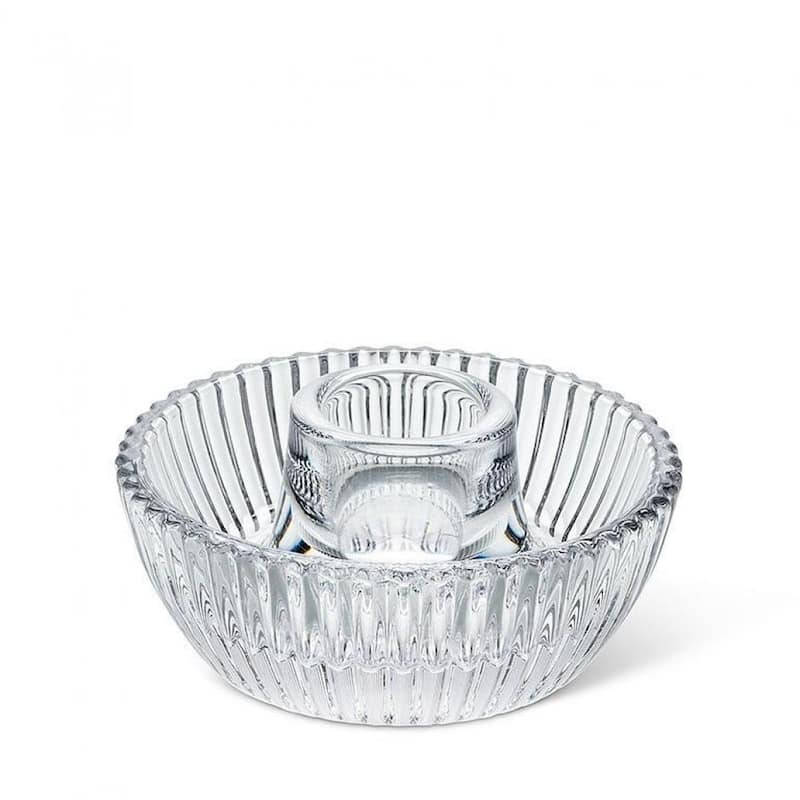 Ribbed Round Taper Candle Holder - Clear