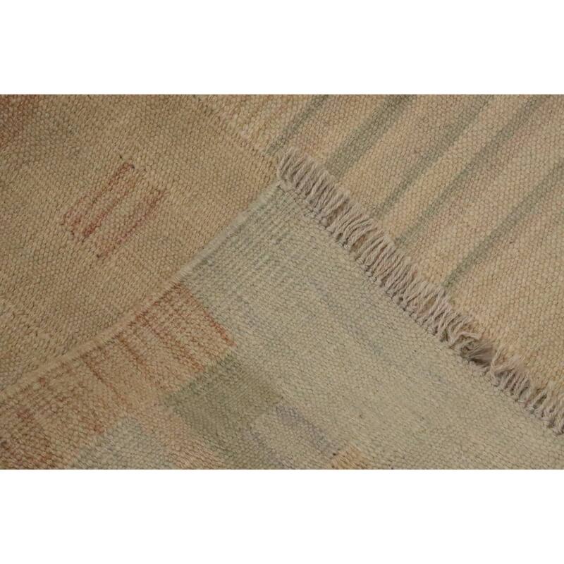 Hand Woven Oriental 100% Wool Carpet Southwestern Tribal Beige & Ivories Kilim Area Rug - 6' 10'' X 4' 9''