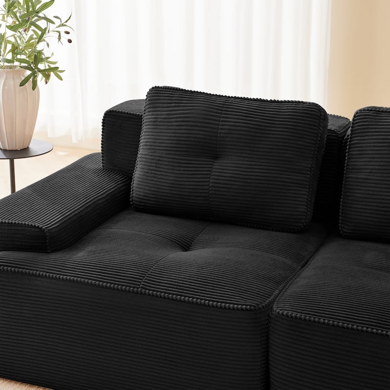 Modern U-Shaped Corduroy Sectional Sofa Couch with Removable Ottoman