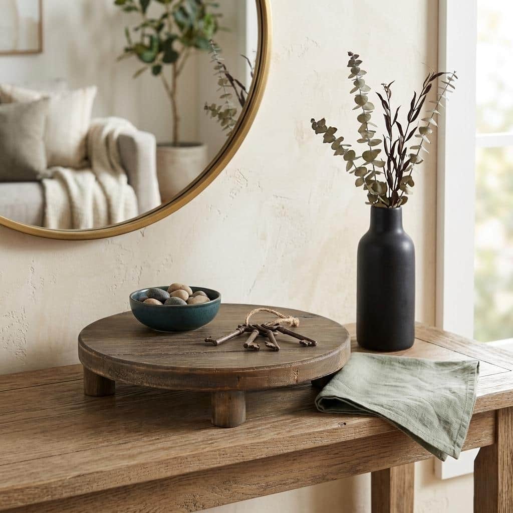 Luned 11.75" Diameter 3 Leg Wood Stand - Dark Brown - N/A