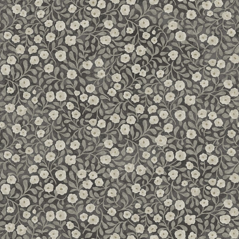 Chesapeake Poppy Trail Black Floral Wallpaper