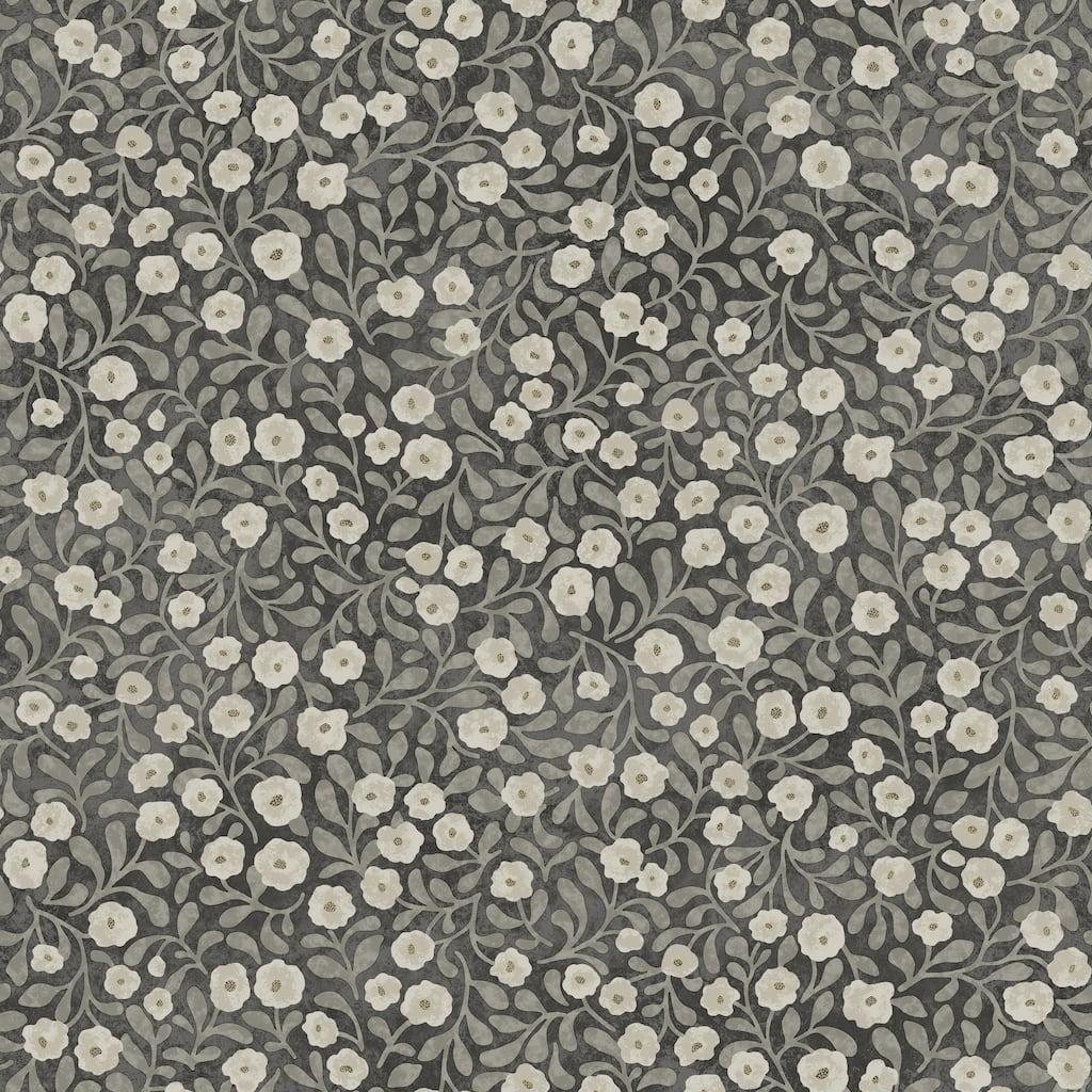 Chesapeake Poppy Trail Black Floral Wallpaper