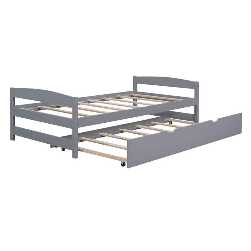 Durable Twin Platform Bed with Pull-Out Trundle