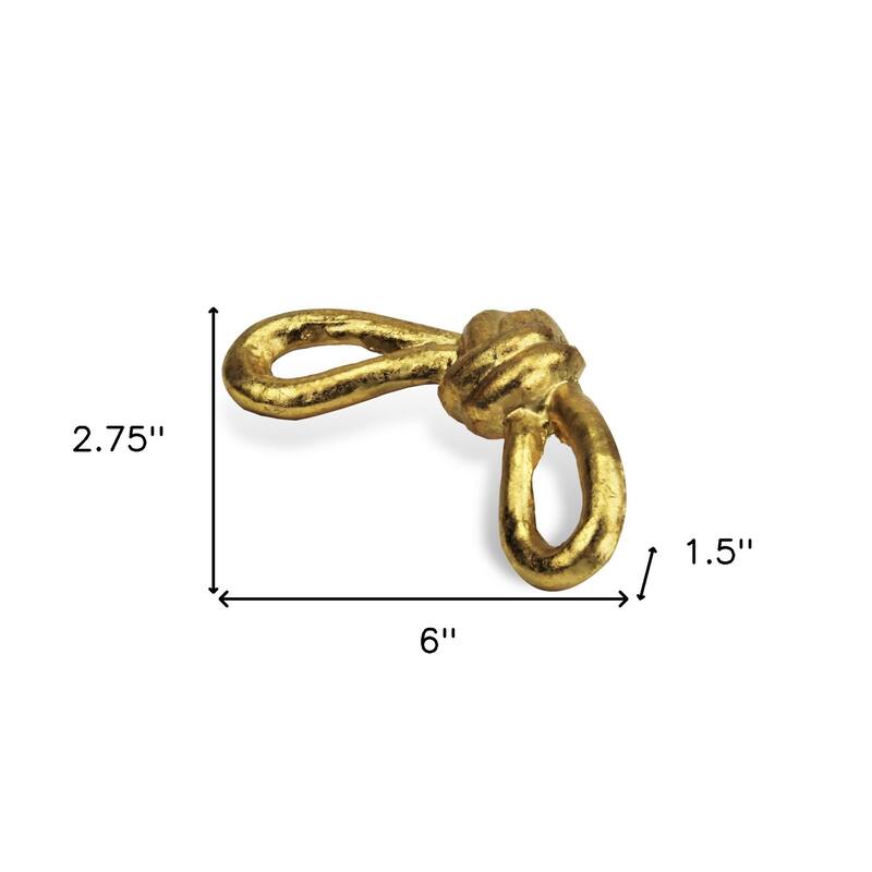 HomeRoots 6" Gold Rustic Cast Iron Knot Tabletop Sculpture - 6 x 2.75 x 1.5