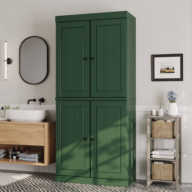 100% Solid Wood 32" Bathroom Cabinet with Optional Doors by Palace Imports - Green - 4 Doors Solid