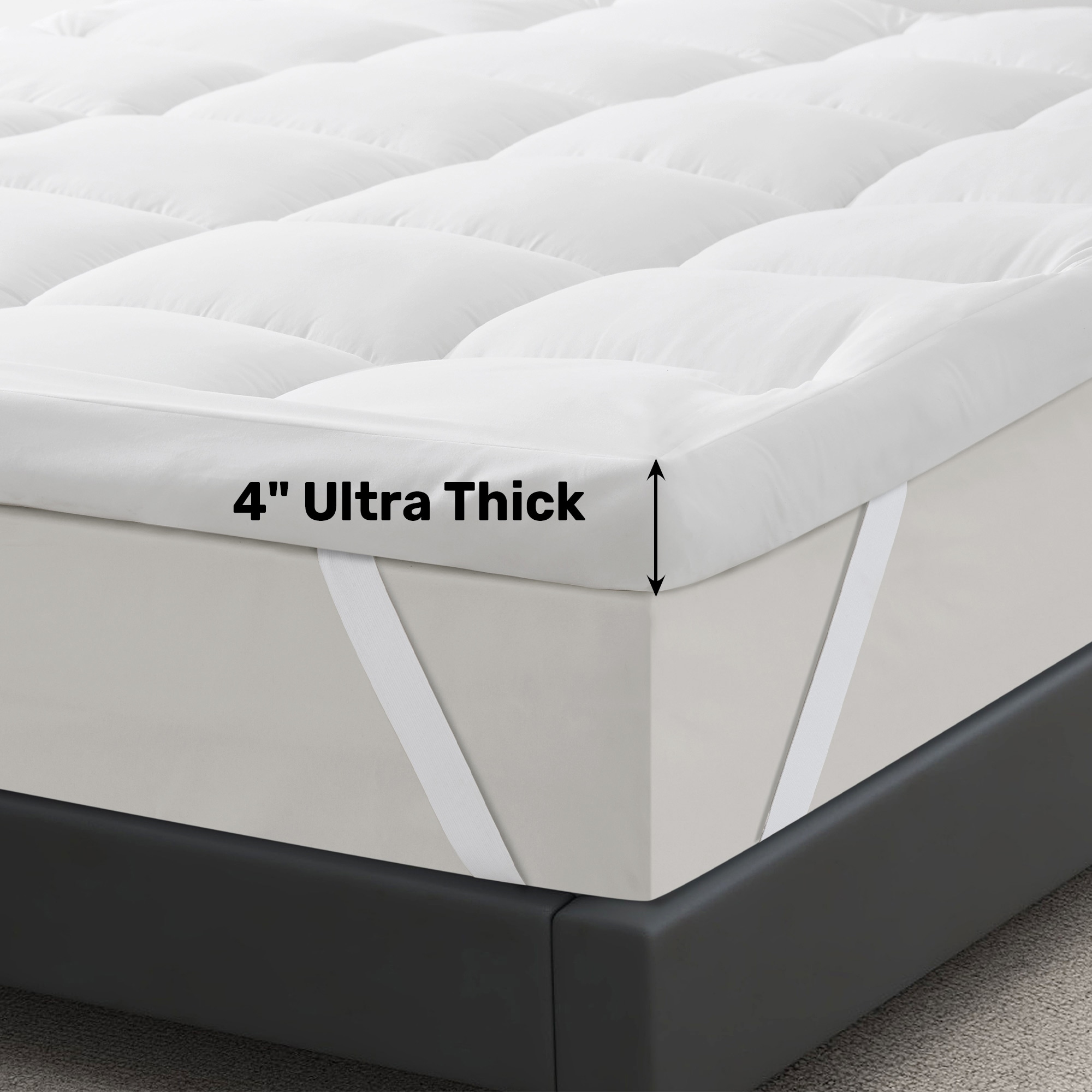 3& 4 Ultra Thickness Fitted Down Alternative Fiber Mattress Topper with  Elastic Deep Stripe - white - On Sale - Bed Bath & Beyond - 38398240