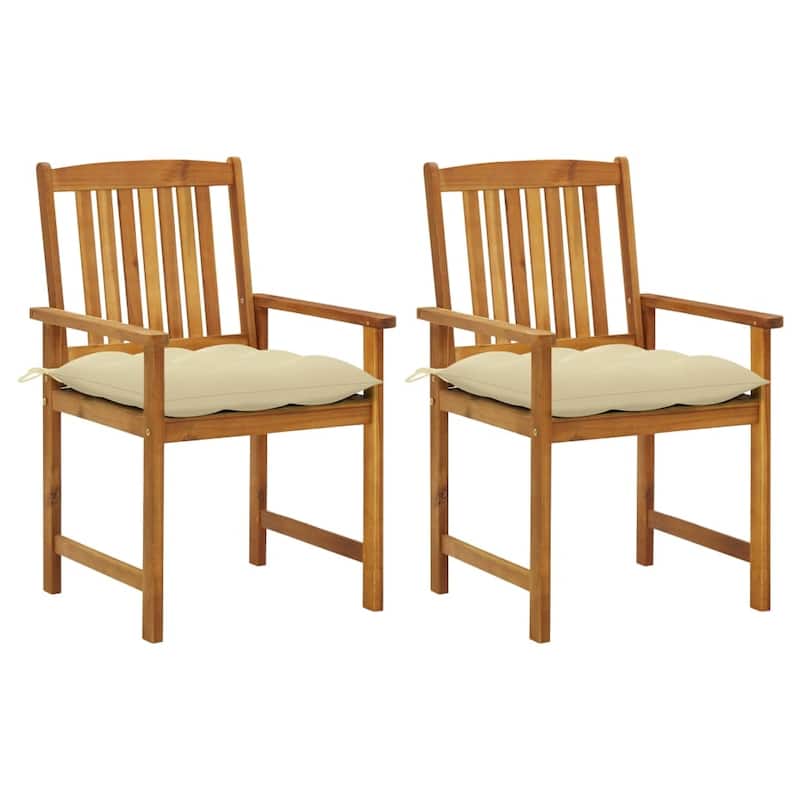 vidaXL Patio Chairs with Cushions 2 pcs Solid Acacia Wood - 24" x 22.4" x 36.2"