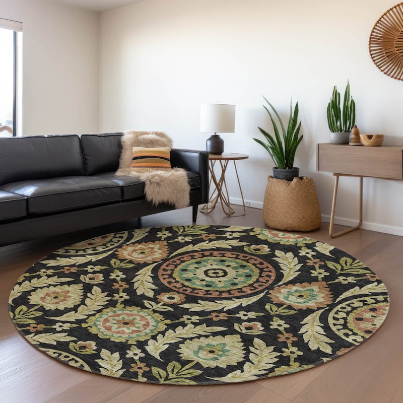 Machine Washable Indoor/ Outdoor Chantille Boho Suzani Rug