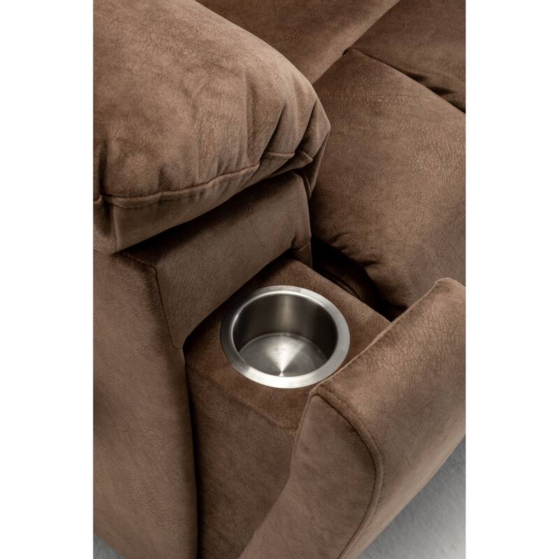 Power Electric Massage Heating Recliner w/Cup Holder for Elderly,Brown