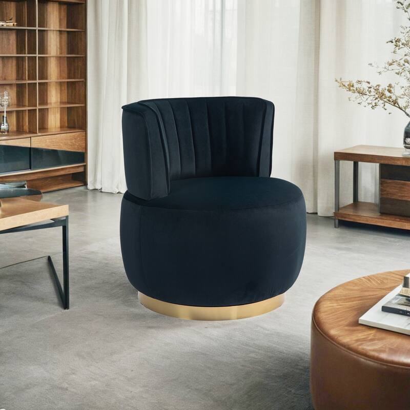 360 Swivel Barrel Chair, Velvet Modern Accent Chair, Upholstered Mid Century Comfy Arm Chair, Round Sherpa Side Chair