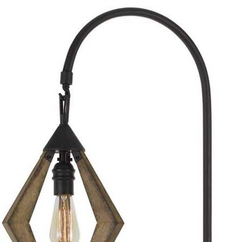 67" Transitional Black Floor Lamp with Metal & Solid Wood Base – E26 Socket, Dimmable, Rotary Switch - 67" x 24.5" x 11"