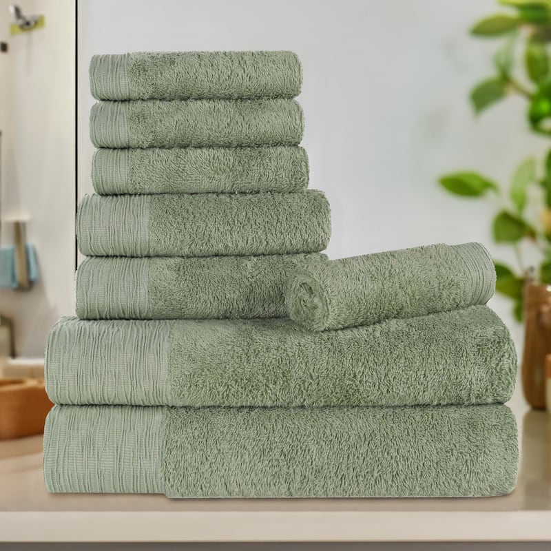 Superior Sierra Rayon From Bamboo Cotton Blend 8 Piece Bathroom Towel Set - Green