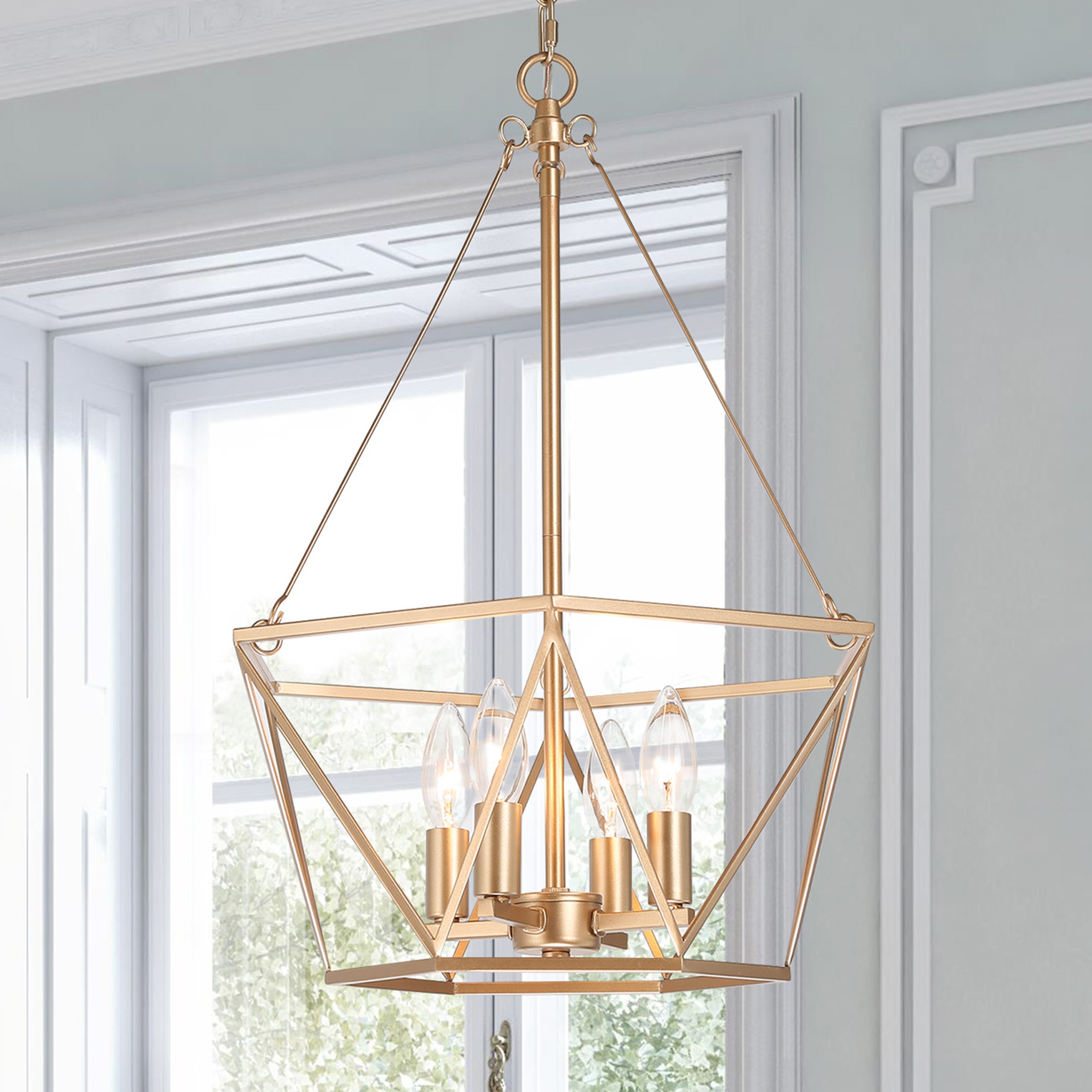 Zeci Modern Farmhouse 4-light Gold Lantern Chandelier Cage