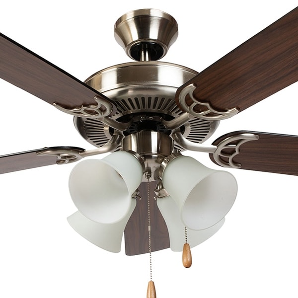 AA Warehousing Bright Brushed Nickel Finish 52-inch Ceiling Fan