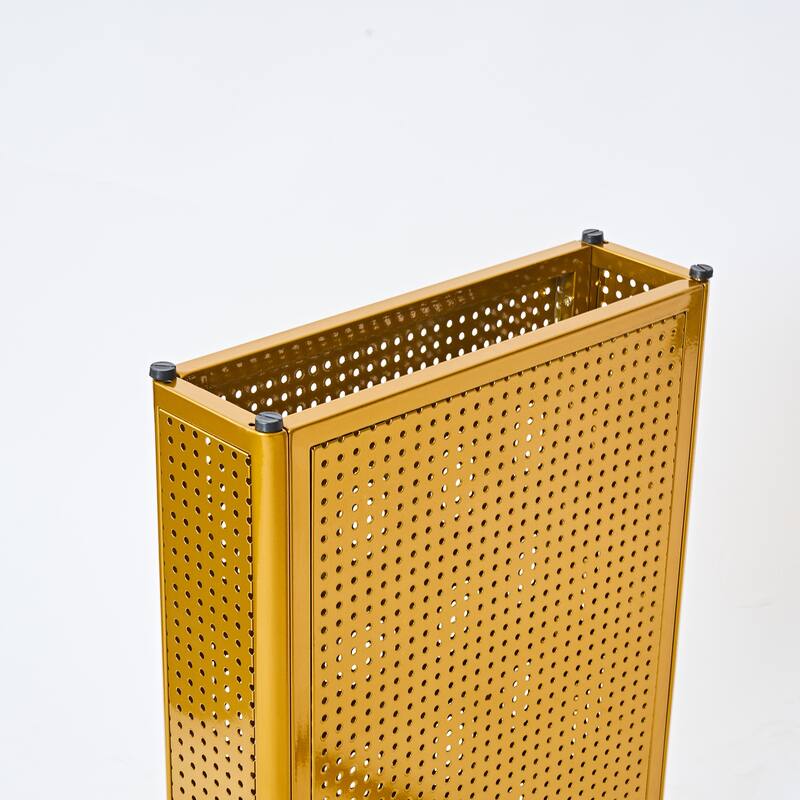 Modern Rectangular Tempered Glass Dining Table, Marble-Patterned Design with Gold Dual-Pedestal Metal Base for Dining Room