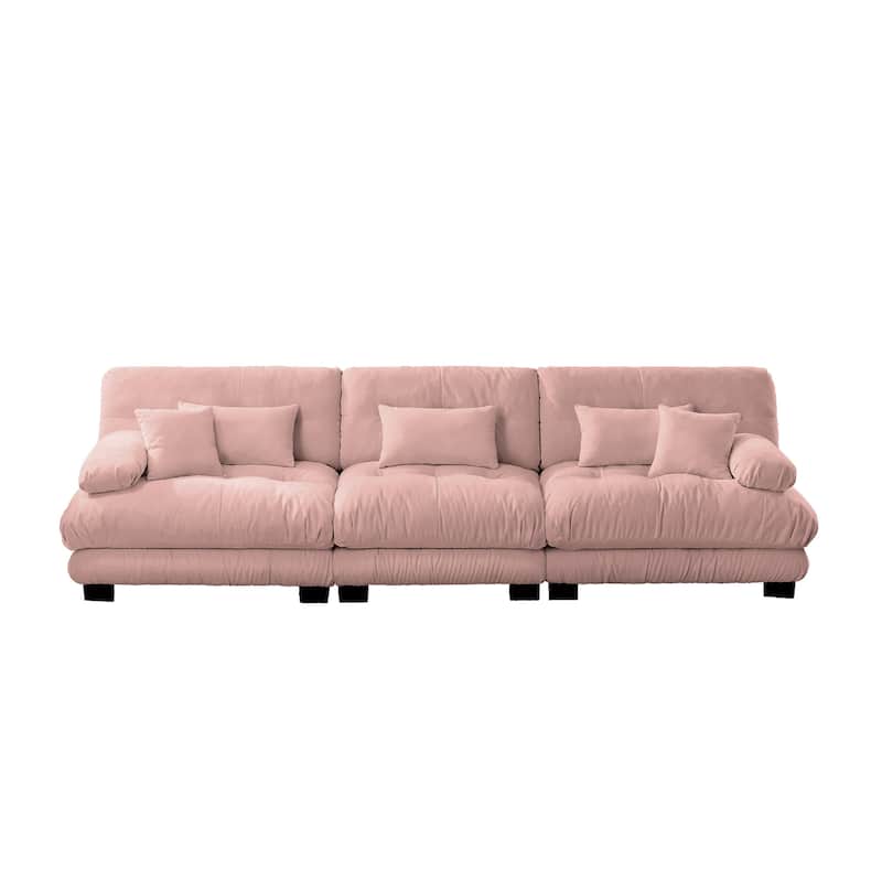 133.8" 3 Seater Modular Sofa, Oversized Upholstered Sectional Couches for Living Room, Chenille Fabric Couch Set with Ottoman