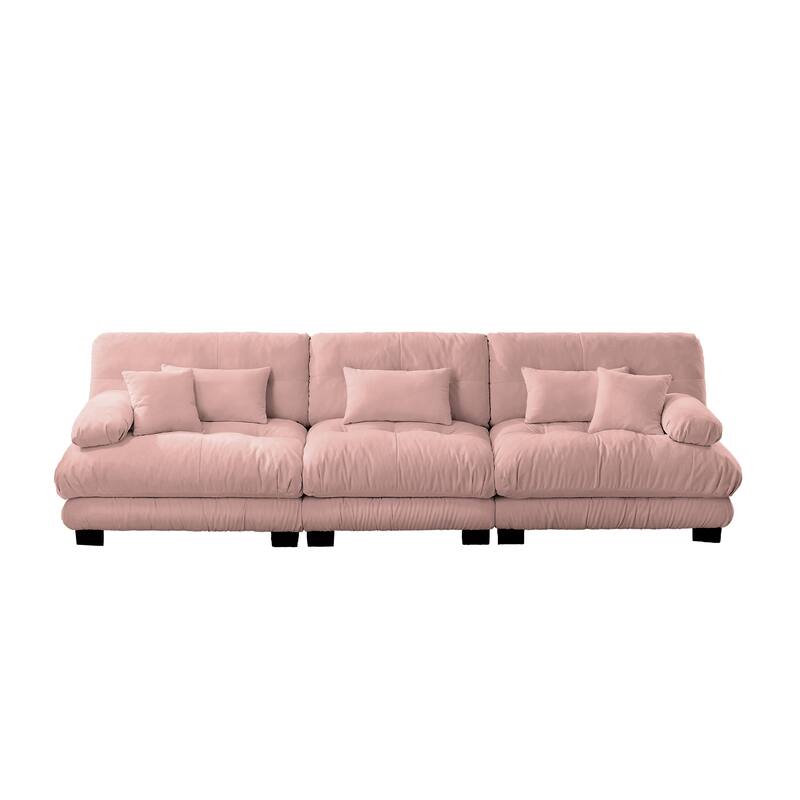 Roomfitters 3-Seater Modular Chenille Sofa, Deep Seat Cloud Couch with Round Bolster Armrests