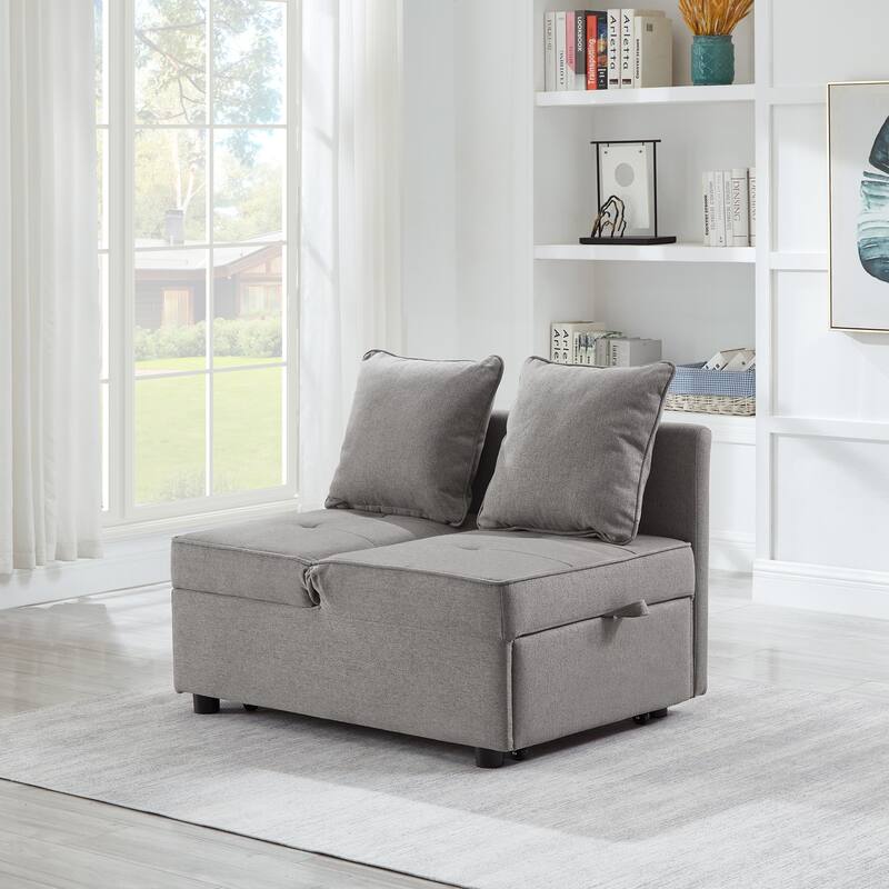 4-in-1 Sofa Bed - Convertible Recliner with Wood Frame