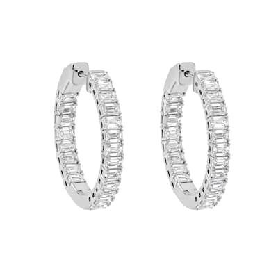 Auriya 14k Gold 4ctw Emerald Hoop Lab Grown Diamond Earrings (F-G VS)