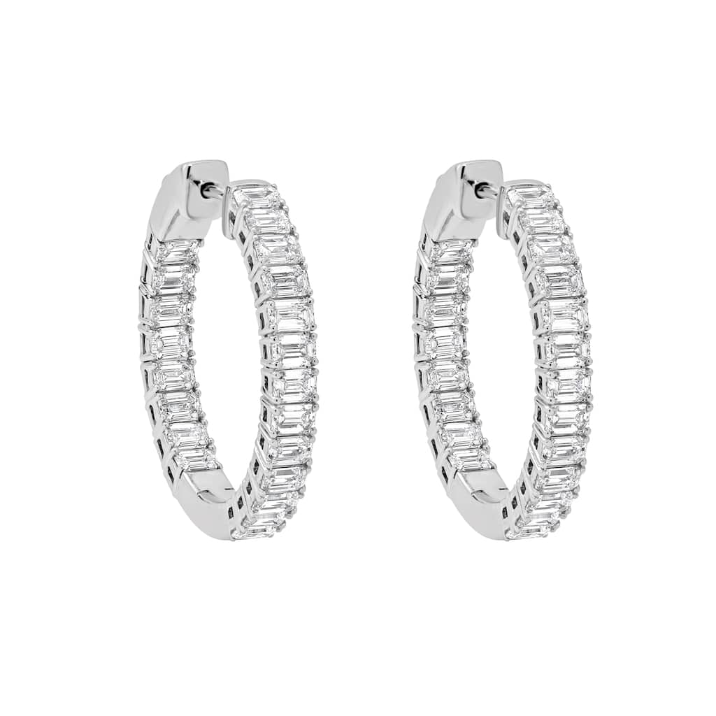 Auriya 14k Gold 4ctw Emerald Hoop Lab Grown Diamond Earrings (F-G VS)