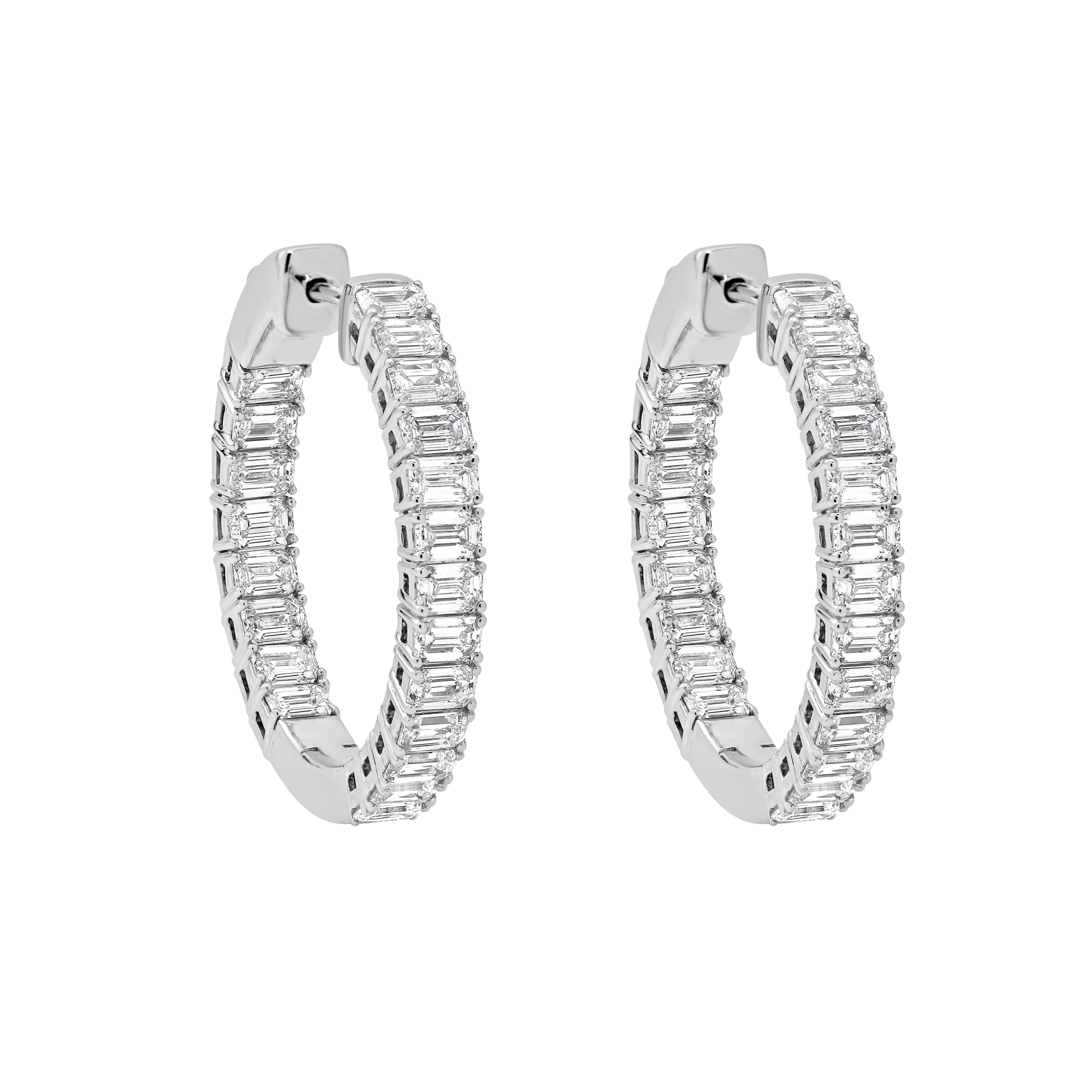 Auriya 14k Gold 4ctw Emerald Hoop Lab Grown Diamond Earrings (F-G VS)
