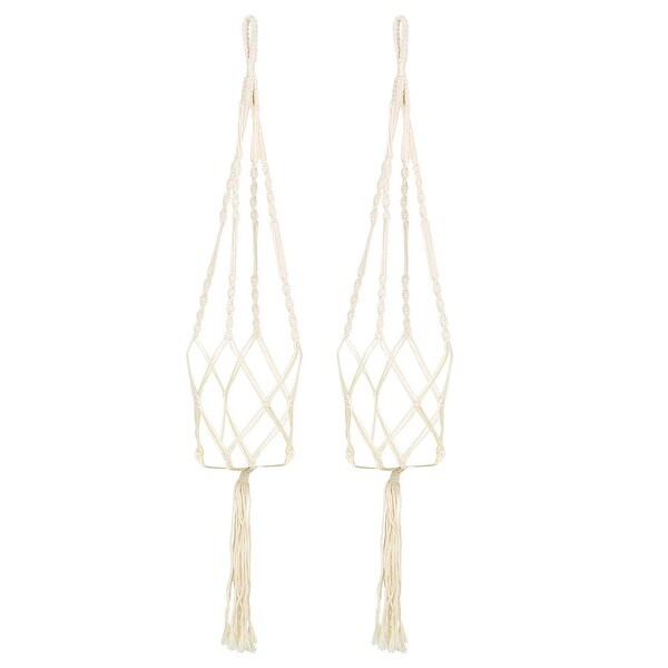 2Pcs Plant Hanger Flowerpot Holder Pot Wall-mounted Rope 39.4" Length - Beige. Opens flyout.