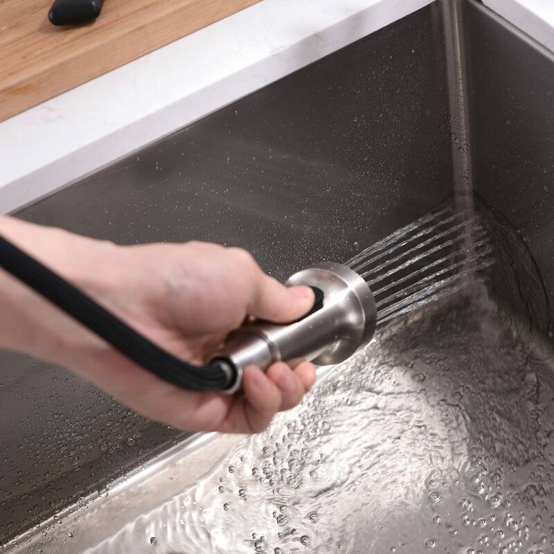 Nickel Touchless Spring Sprayer Kitchen Faucet with 2-function Spout