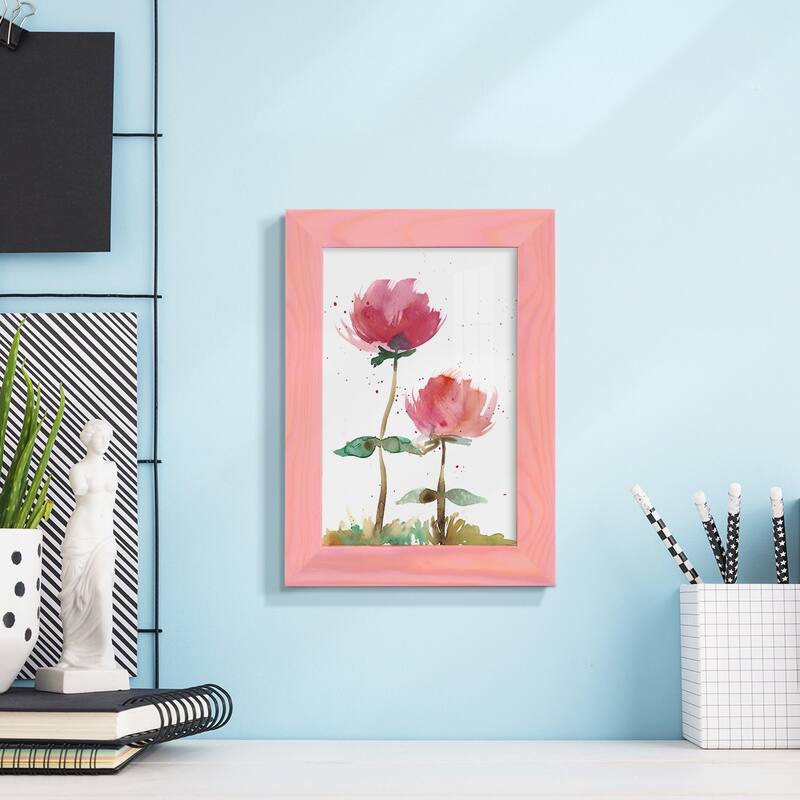 Pink Fleurs I -Framed Print w/glass-Cherry Red