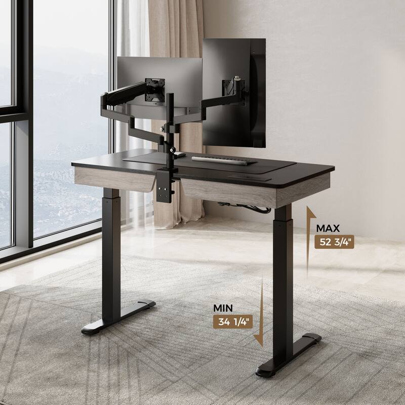 Eureka Ergonomic Home Office Electric Height Adjustable Standing Desk with 2 Drawers & Monitor Stand