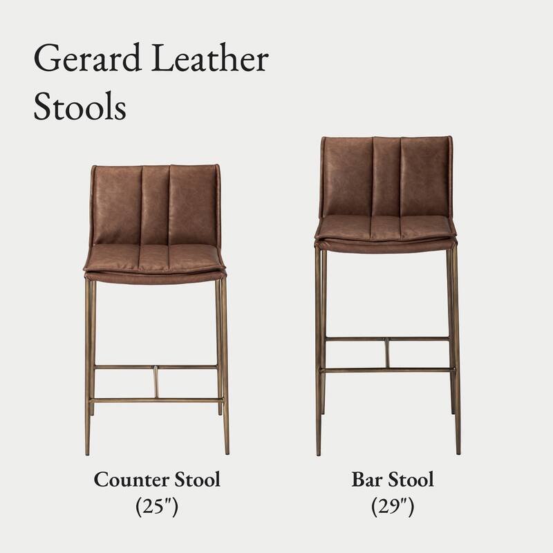 Maven Lane Gerard Bar Metal & Vegan Leather Kitchen Dining Stool