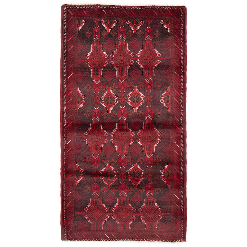 ECARPETGALLERY Hand-knotted Royal Baluch Red Wool Rug - 3'5 x 6'5 - Red - 3'5 x 6'5