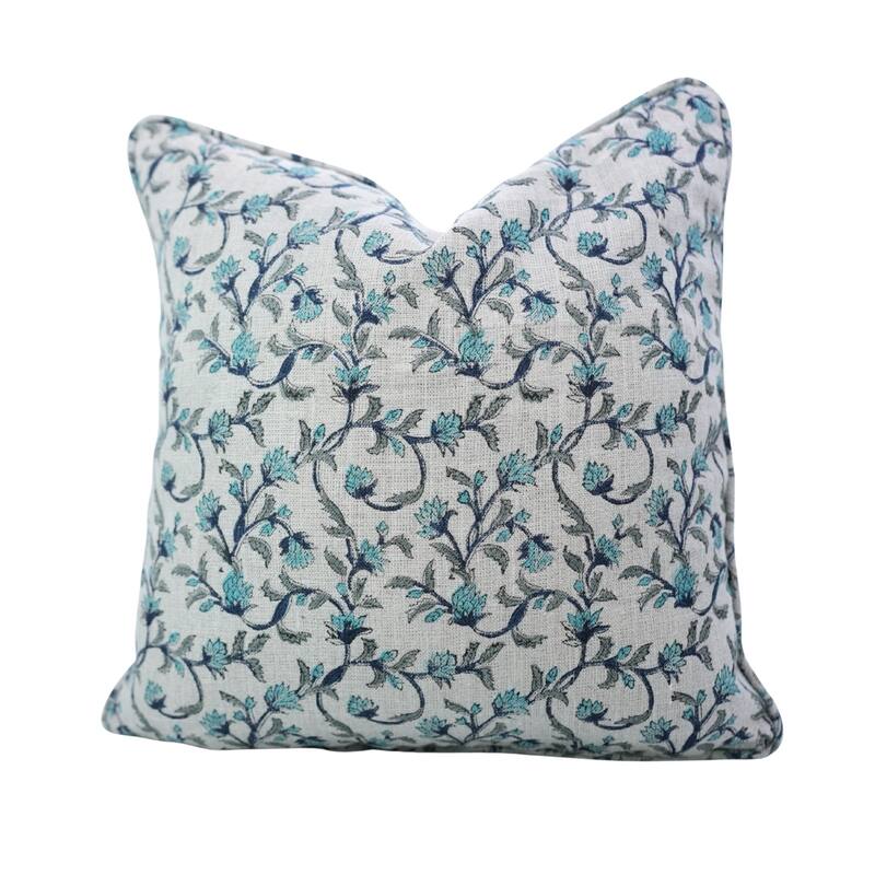 Fabdivine Pipine Fall Décor Farmhouse Hand Block Print Pillow Cover Sofa, Couch Cushion Case Linen