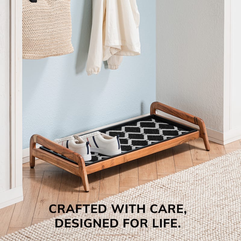 Jani Single-Tier Natural Stand 3-Pair Rubber Boot Tray.