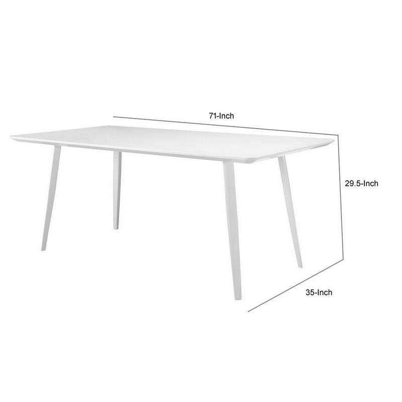 Hle 71 Inch Dining Table, 6 Seater Rectangular Tabletop, White Lacquer