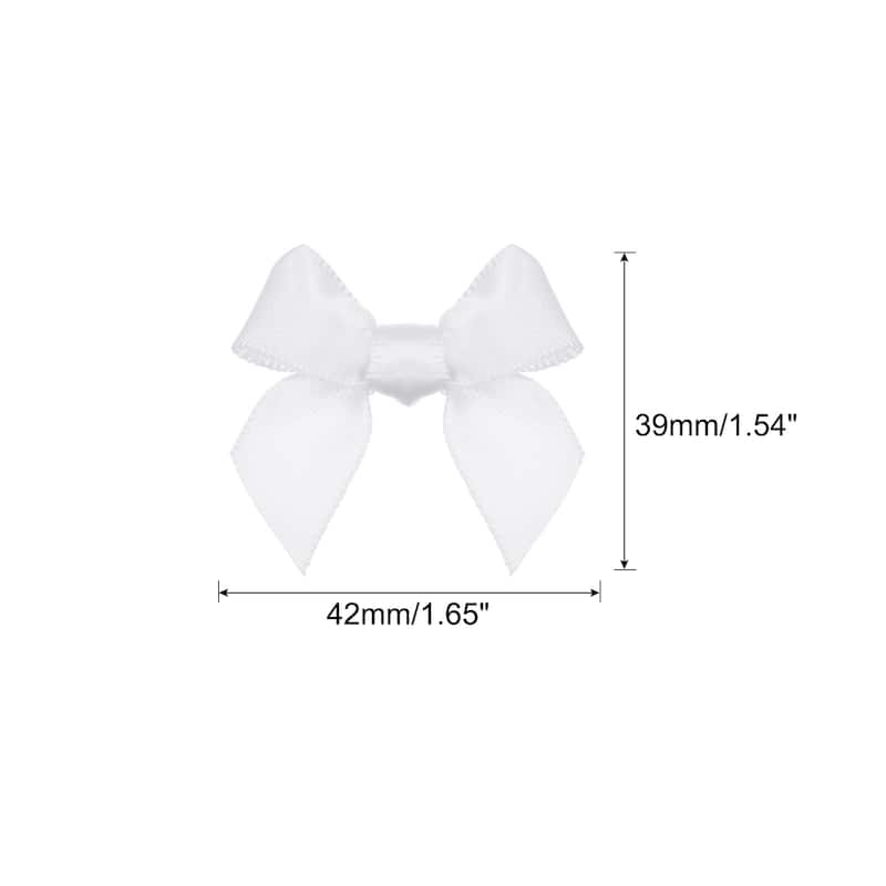 100Pcs Mini Ribbon Bow Mini Fabric Satin Ribbon Flower Bows - White