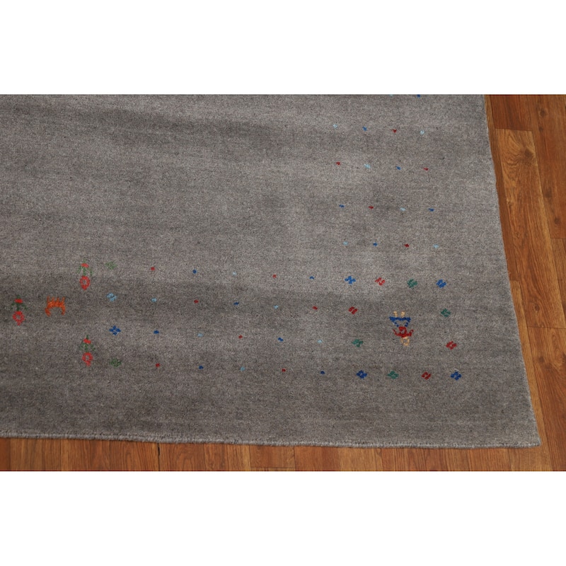 Hand Knotted Oriental 100% Wool Carpet Tribal Tribal Greys & Charcoal Gabbeh Area Rug - 12' 0'' X 9' 1''