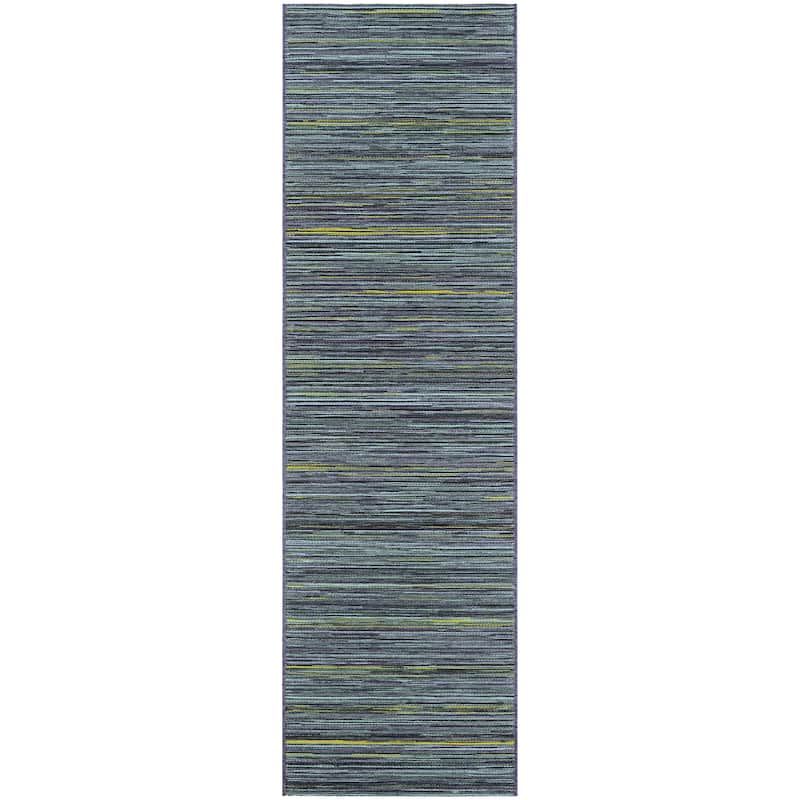 Dream Decor Rugs Vector Loft Indoor Outdoor Area Rug - 2'3" x 7'10" Runner - Teal/Cobalt Blue