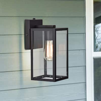 Two Light Outdoor Wall Lantern with Mission Style Matte Black Finish - 11.25*5*6.25