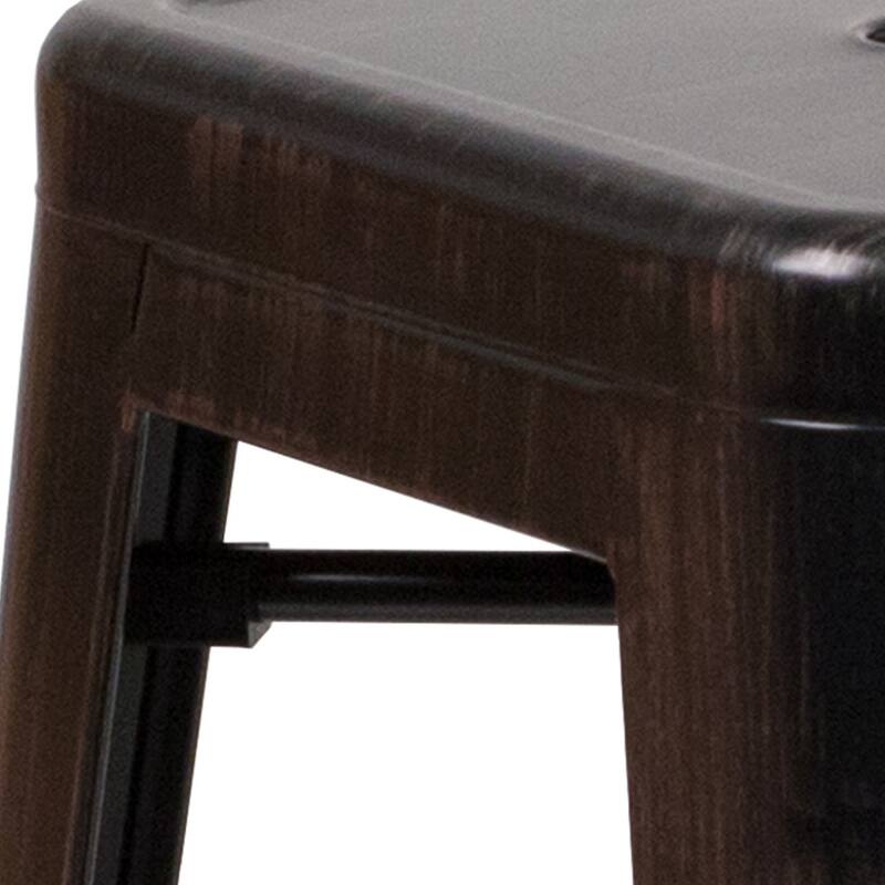 24" High Backless Metal Indoor-Outdoor Counter Height Stool w/Square Seat