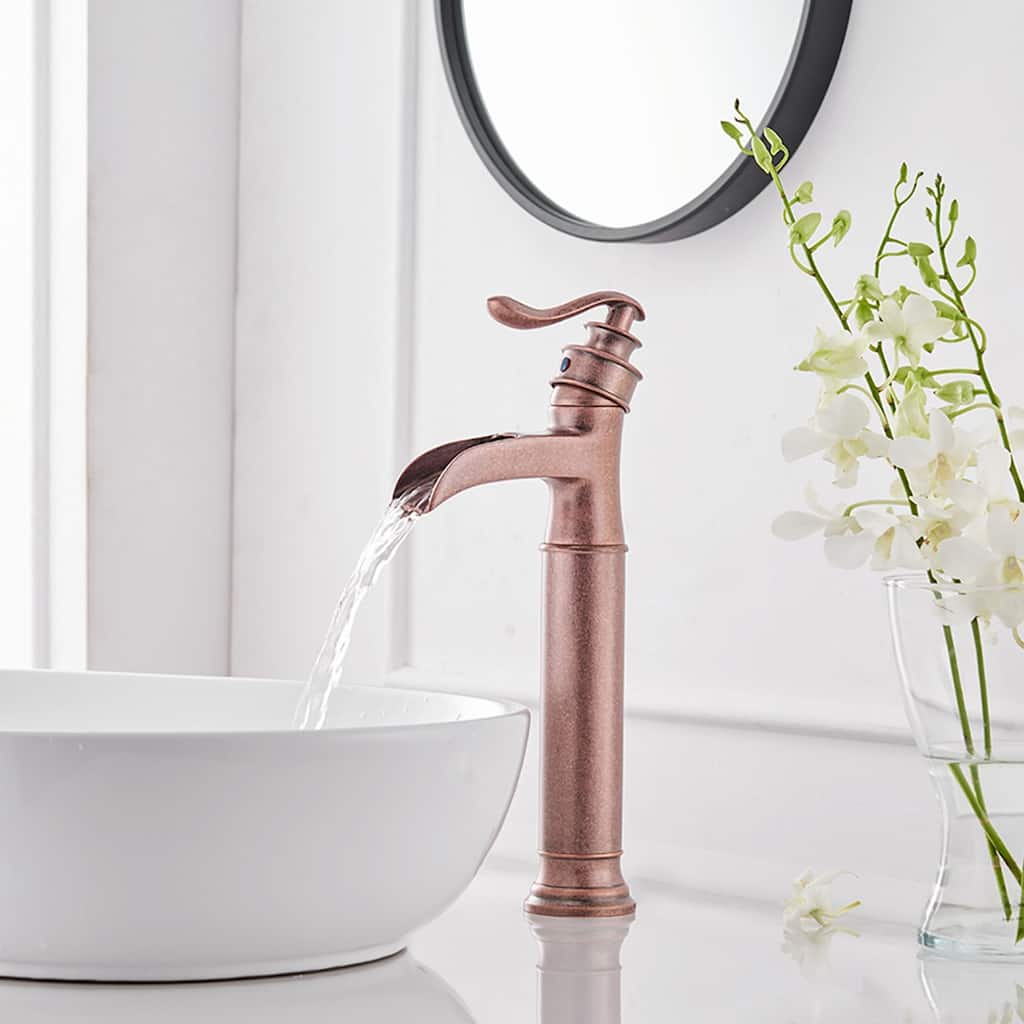 Copper Single Handle One Hole Bathroom Vessel Sink Faucet