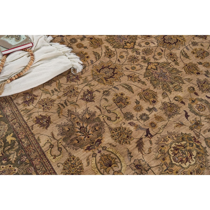 EXQUISITE RUGS ONE-OF-A-KIND Rare and Intricate Agra Hand Knotted Beige Rug - 10'1"x14'1" - 10'x14'2"
