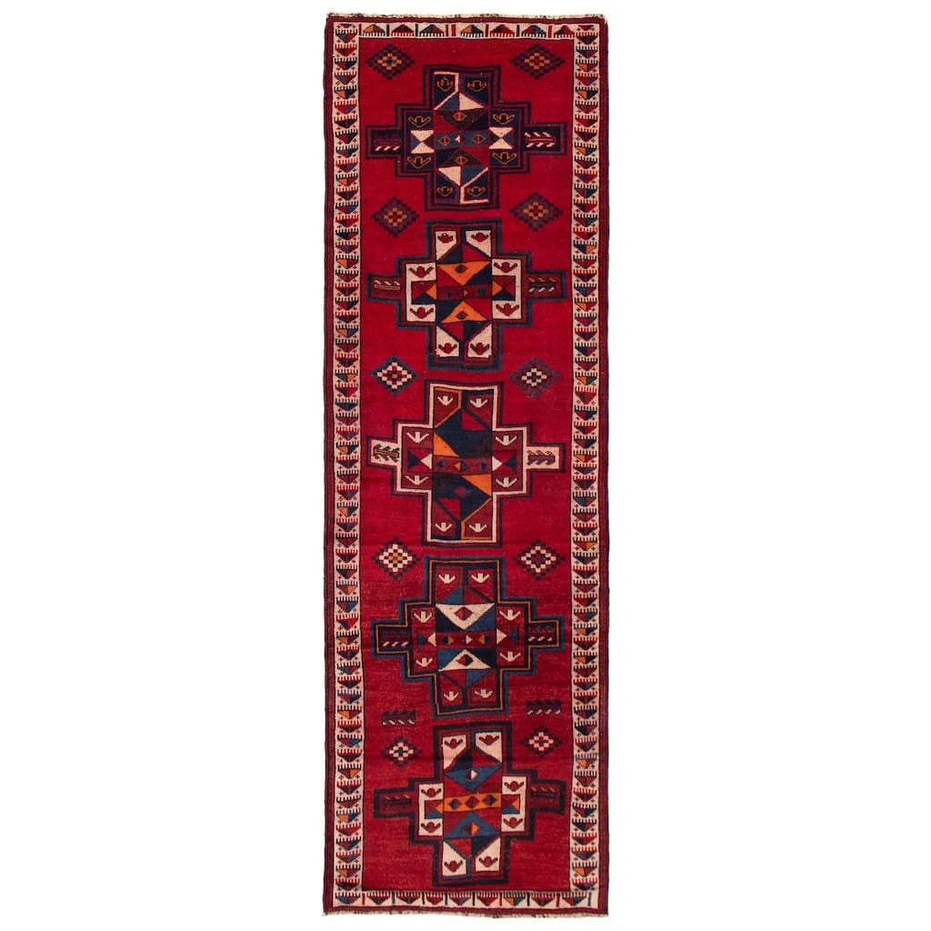 ECARPETGALLERY Hand-knotted Melis Vintage Red Wool Rug - 3'10 x 12'3