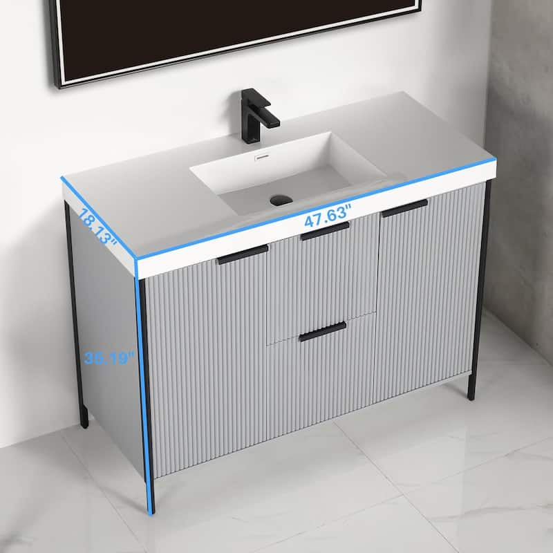 Blossom 48" Freestanding Bathroom Vanity with Sink, Soft-Close Drawers