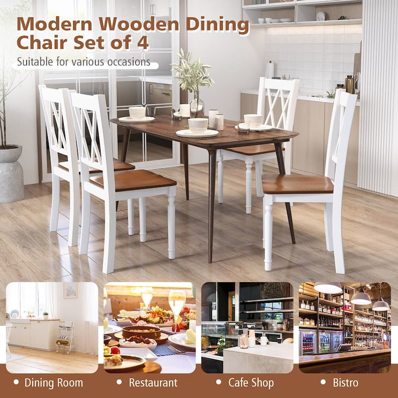 Gymax Dining Chairs Set of 2 Wood Farmhouse Dining Room Side Chairs